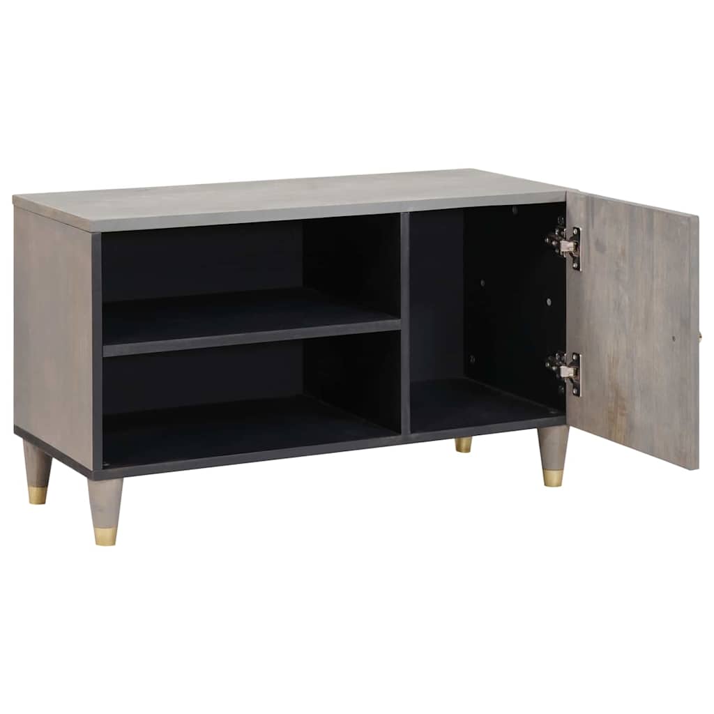 TV Cabinet Grey and Gold 80 x 31.5 x 46 cm Solid Mango wood
